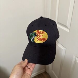 Bass Pro Shops Black Stitched Hat Unisex Adjustable Outdoor Fishing